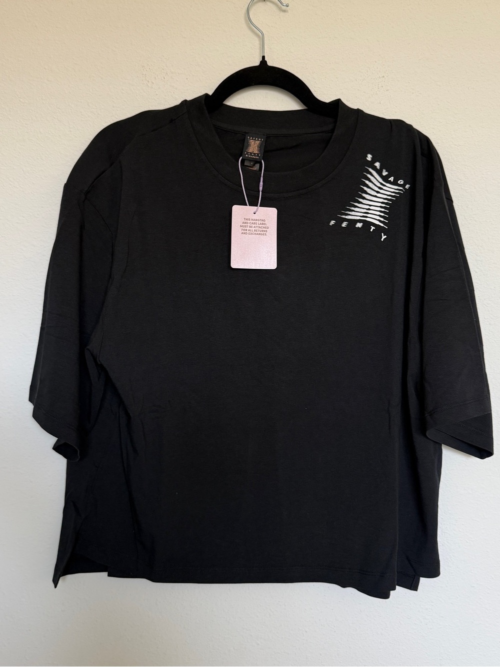 Savage X Fenty Black Tee with Gold Logo Tag
